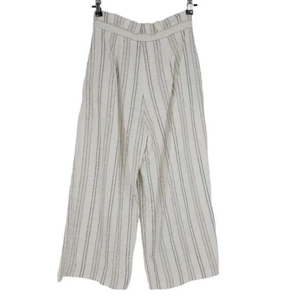 Antonio Melani Cropped Wide Leg Pants White Striped High Rise Pleated Palazzo - Picture 4 of 7